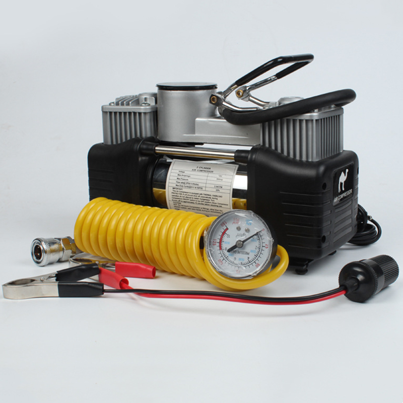 High-power car air pump, true double-cylinder air pump, portable car tire air pump, portable car tire air pump QW196 details Picture