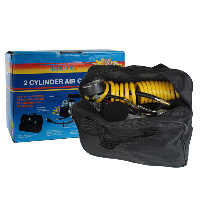 High-power car air pump, true double-cylinder air pump, portable car tire air pump, portable car tire air pump QW196 Specification image