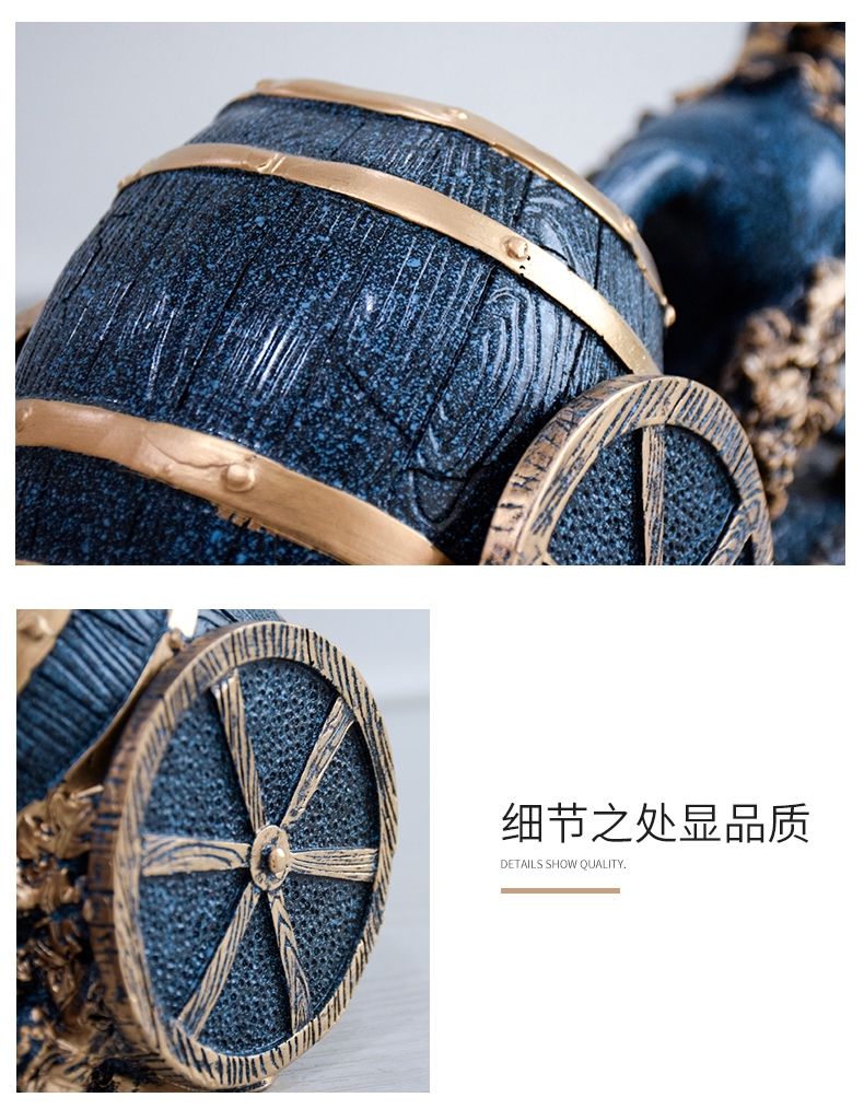 Wealth attraction, horse-drawn cart, wine rack, wine cabinet, decorative items, living room TV cabinet, home decorations, American handicrafts Specification image