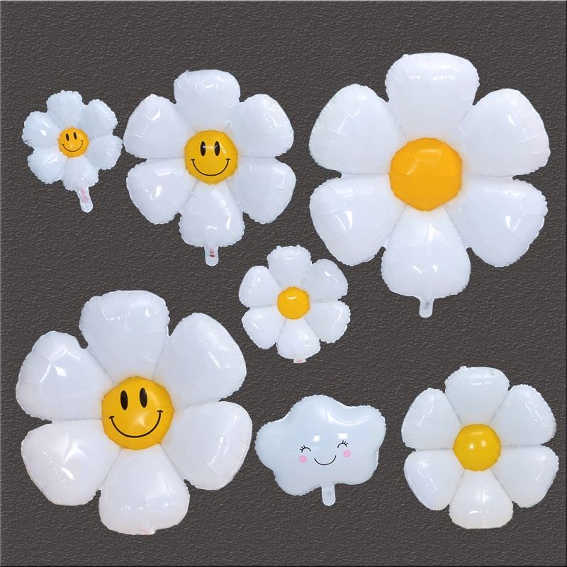 Best-selling Daisy balloons, back-to-school balloons, opening ceremony smiling cross-border electronic colorful party decorations, best-selling and hot-selling aluminum film printed round balloons, birthday Application Scenario