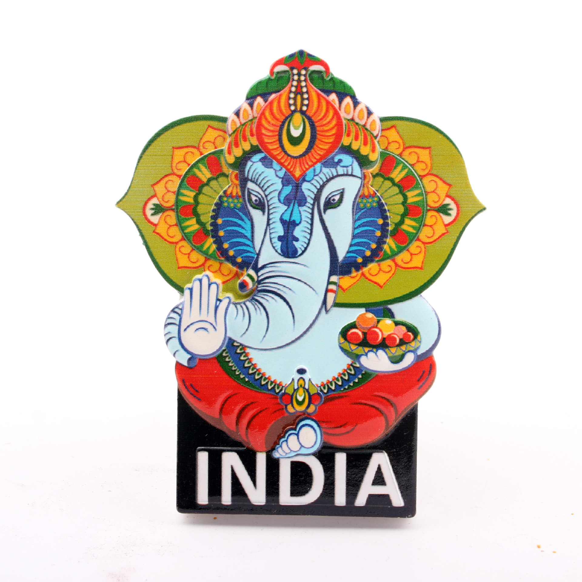 源头工厂跨境货源3D手绘印度大象神像风景旅游纪念品彩绘树脂带磁冰箱贴详情5