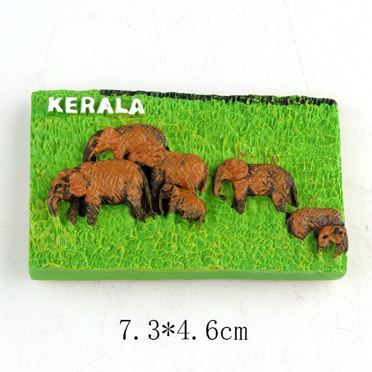 源头工厂跨境货源3D手绘印度大象神像风景旅游纪念品彩绘树脂带磁冰箱贴详情3