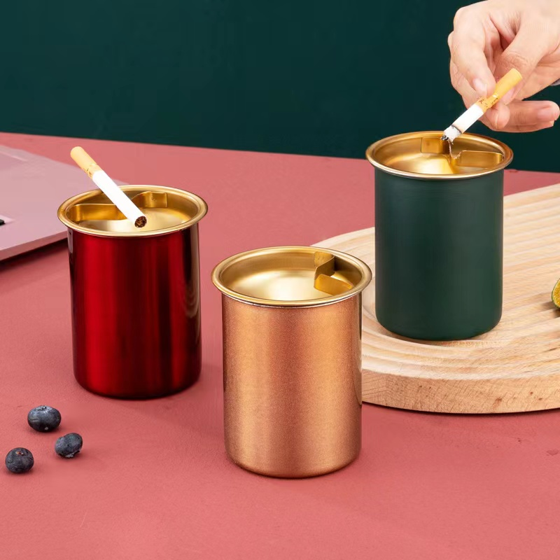 不锈钢烟灰缸防飞灰防摔网吧网咖酒吧烟缸加厚创意烟盅缸