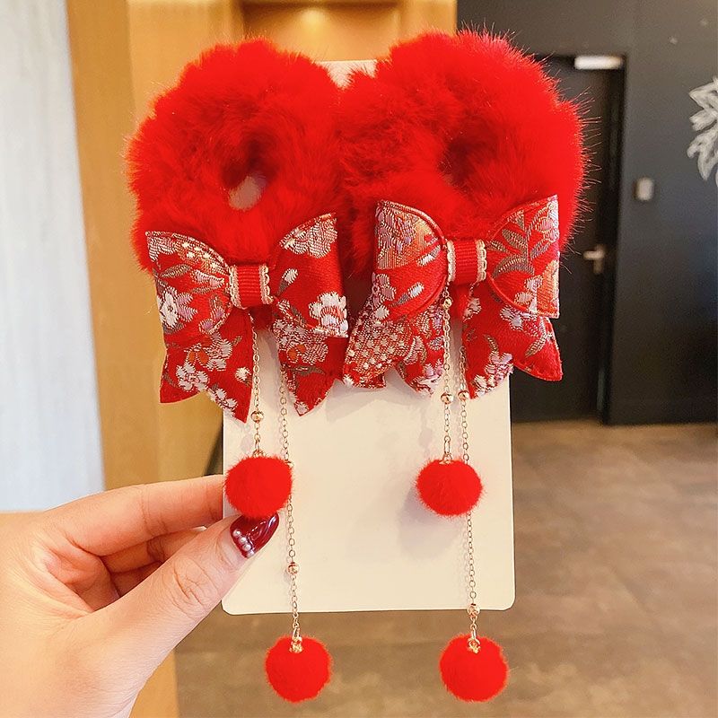 新年款儿童发圈新款时尚头饰女生日常束发固发装饰头饰头夹发夹