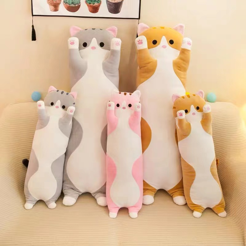 50cm cat cartoon plush pillow, large cute long cat plush pillow, birthday gift, sleeping pillow