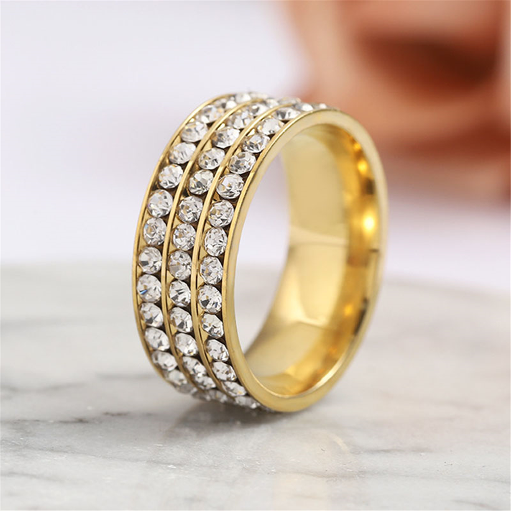 Trendy accessory: 3-ring clay white diamond ring JZ034 Item Picture
