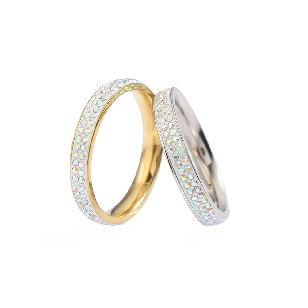 Accesorios de tendencia estilo explosivo de moda 2 círculos de barro AB diamante diamante anillo de diamante de color JZ032 Item Picture