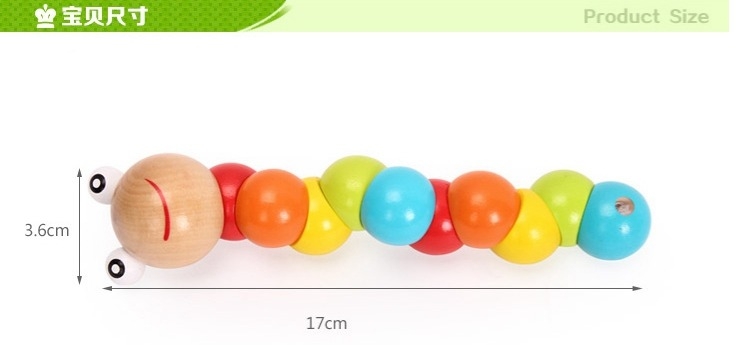 Wooden, versatile and colorful caterpillar detail image 2