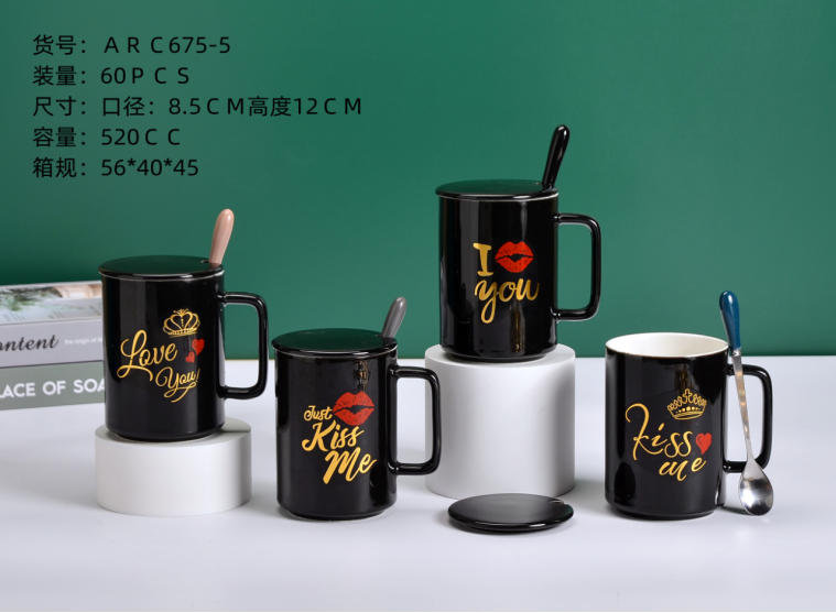 Black ceramic mug with lid as a souvenir detail image 6