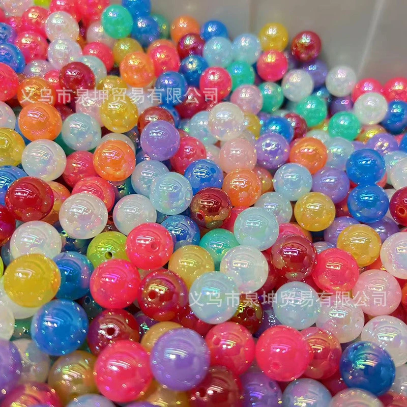 Factory direct sales of 16MM straight hole jelly round beads from Mabei Pearl Light Children's creative DIY bracelet bag accessories Item Picture