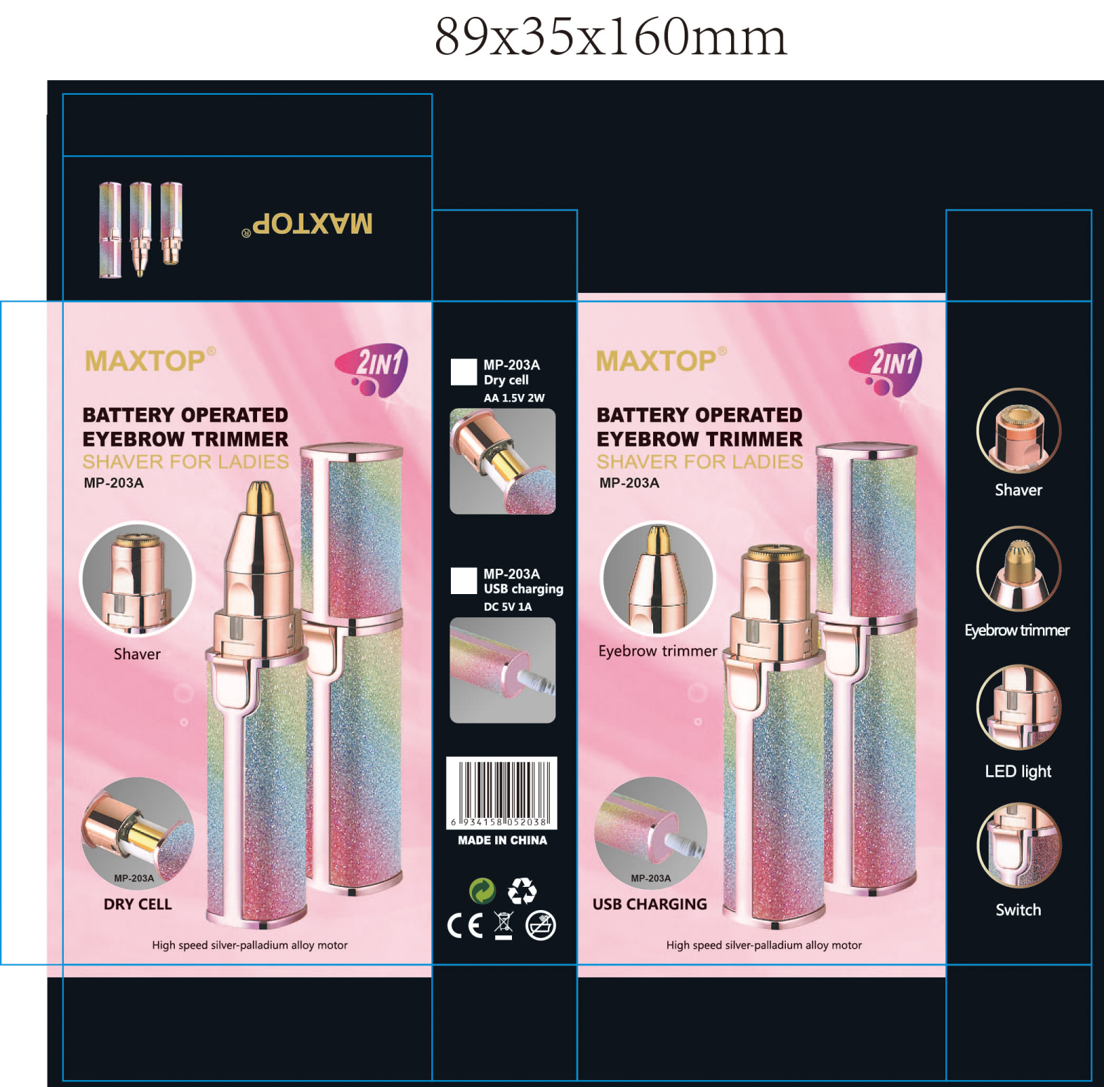 MAXTOP's colorful lipstick hair shaver MP-666, a TV hit, is a two-in-one hair shaver