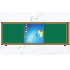 学校教室 定做组合推拉黑板绿白移动活动可放电视一体机电子白板9