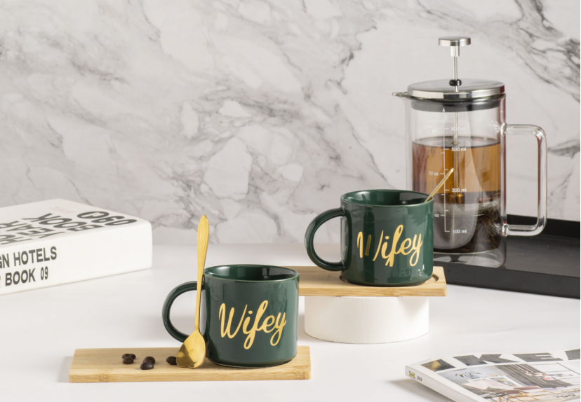 Mug Home 2022 New light luxury coffee cup with lid spoon ceramic breakfast milk cup Office water cup
