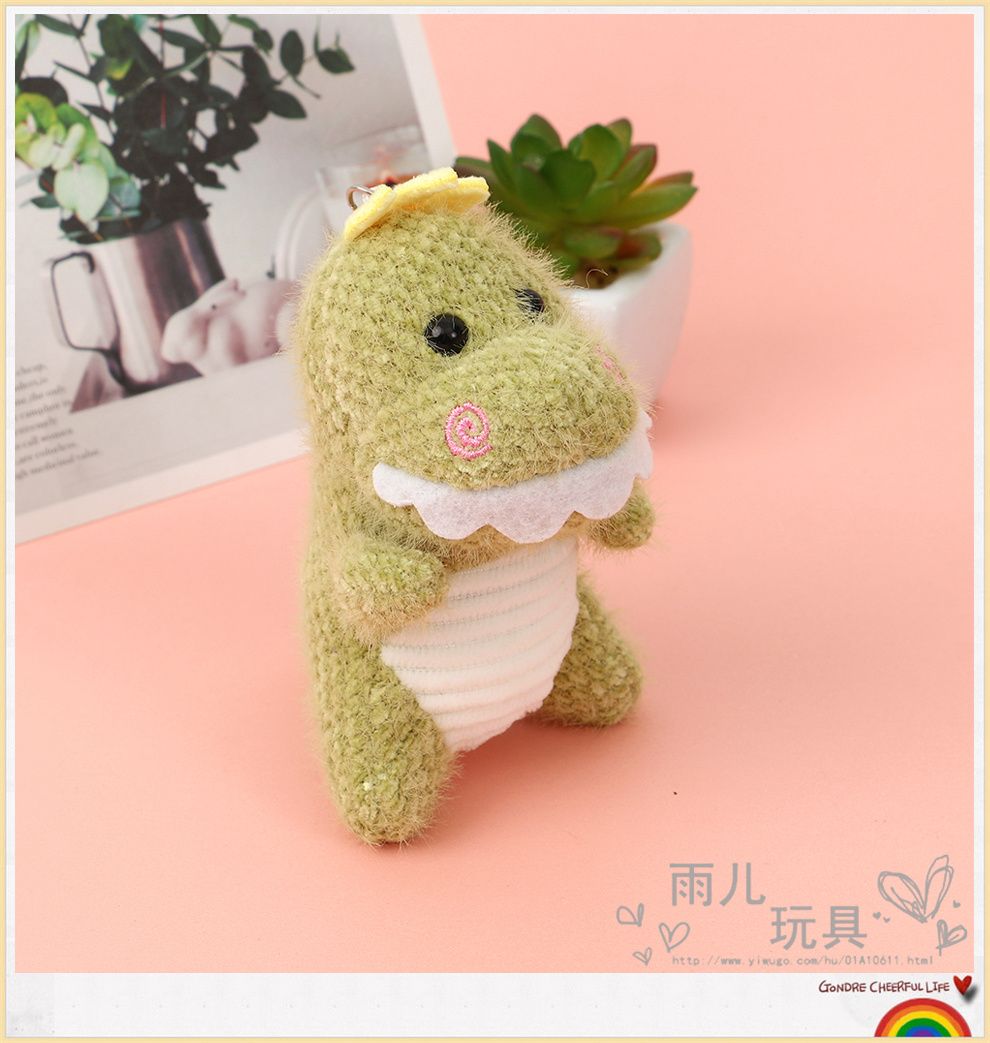 Best-selling 10cm green dinosaur pendant, plush toy, stuffed doll pendant, three-dimensional small pendant, factory direct sales Item Picture