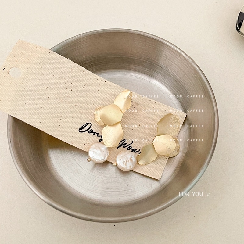 韩国925银针复古法式叶片流苏巴洛克珍珠耳环耳钉超仙小众森系ins详情图4