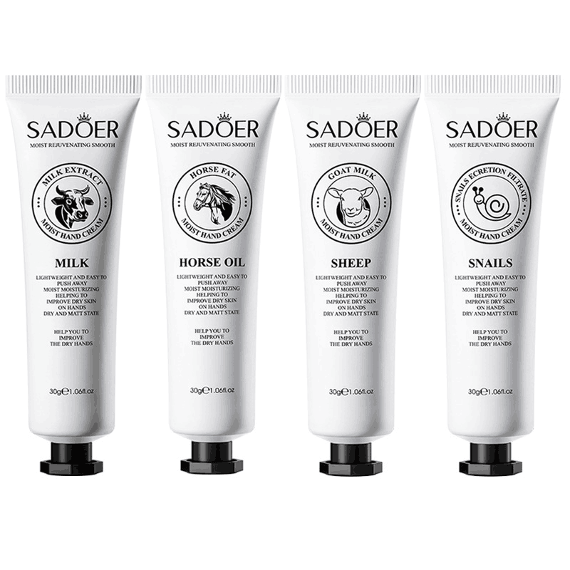 All-english milk hand cream SADOER, goat milk, snail horse oil, hydrating and moisturizing, cross-border export wholesale