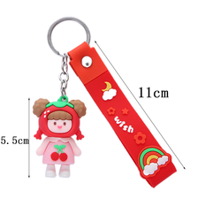 卡通软胶PVC水果钥匙挂件可爱女孩钥匙链抓娃娃机礼品钥匙扣批发