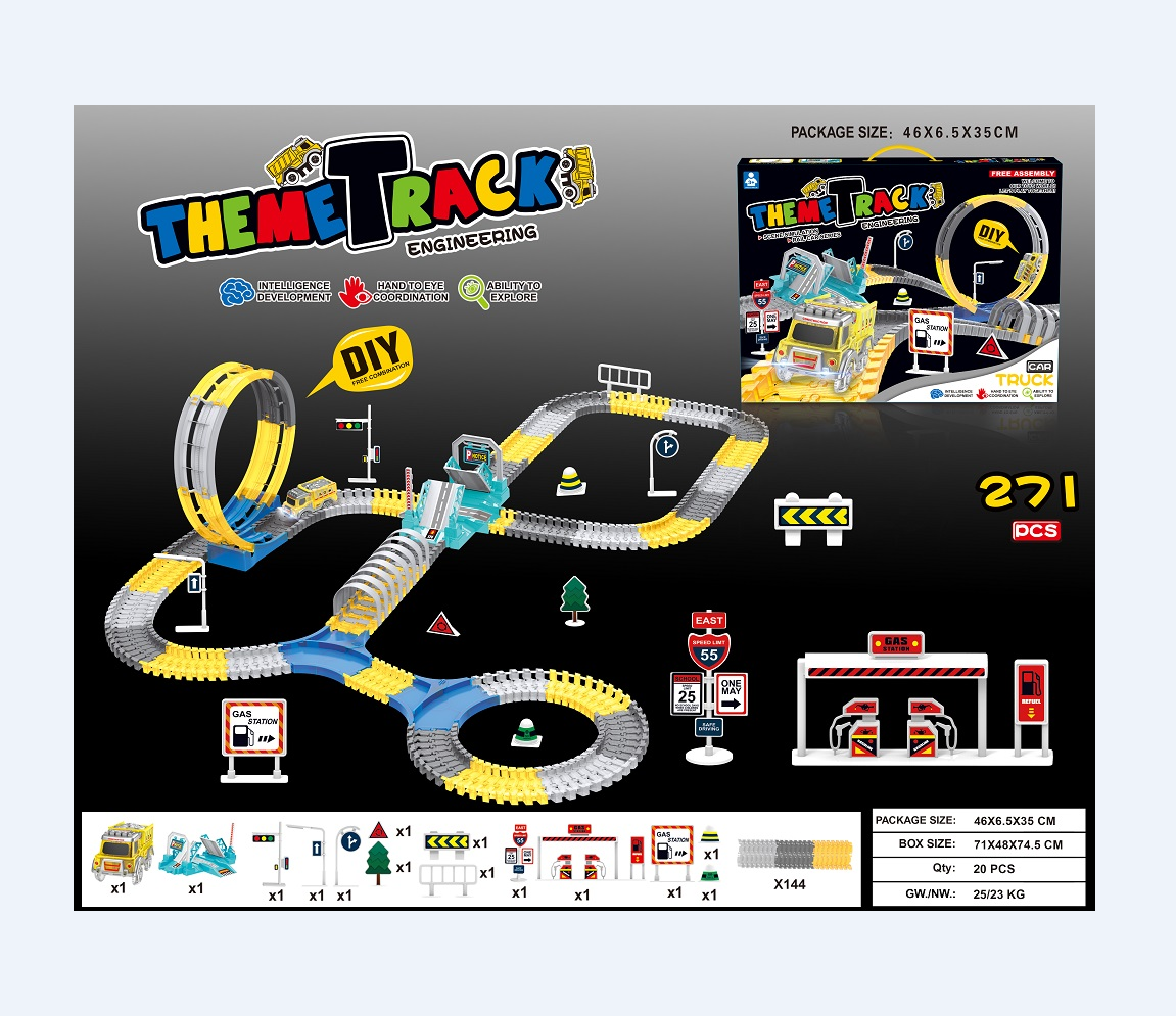 DIY Mountain track car, Light train, adventure, Puzzle, electric car track, children's toy DY029375/374 details Picture