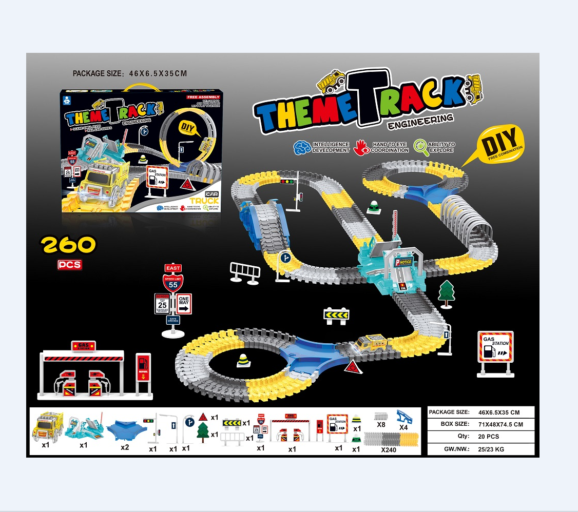 DIY Mountain track car, Light train, adventure, Puzzle, electric car track, children's toy DY029375/374