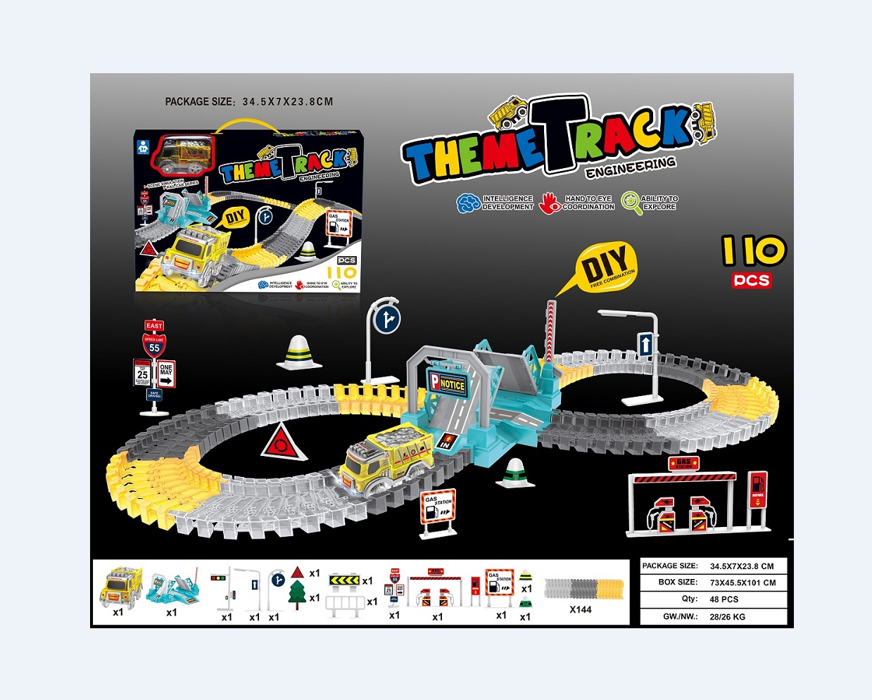 DIY Mountain track car Little Train Adventure Challenge. Electric vehicle track children's toy DY008317/010209/029371