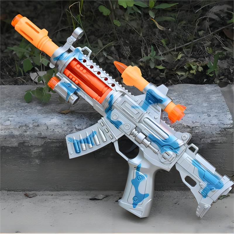 Factory price direct supply of new electric children's toy gun with light, sound, vibration, rotation, sound and light music. Boys charge ahead, Meizhi 237 Application Scenario