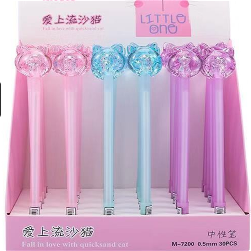 大头猫水晶造型中性笔考试笔书写工具办公文具欢成笔业厂家直销