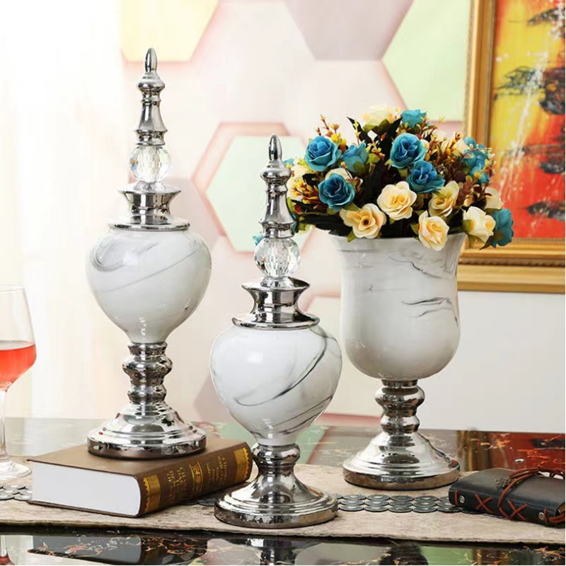 Nordic creative light luxury ceramic vases for entrance hall decoration cabinets, jars, flower vases, ornaments, wedding and hotel soft furnishings, living room display stands, handicrafts and gifts wholesale, small sizes Item Picture