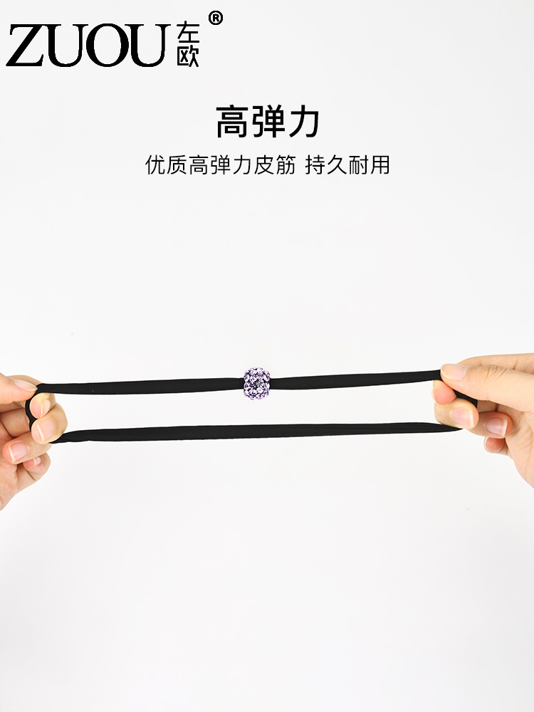 New high-end ponytail rubber band headwear for women, thick hair band, high elasticity and durability, black leather cover, hair tie Specification image