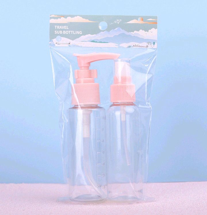 Two portable lotion bottles and spray bottles