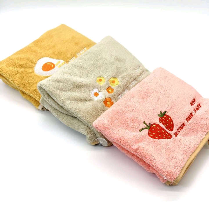 Bagged dry hair cap, women's absorbent headscarf, shampoo cap, hair drying towel, thickened embroidered shower cap, dry hair cap detail image 3