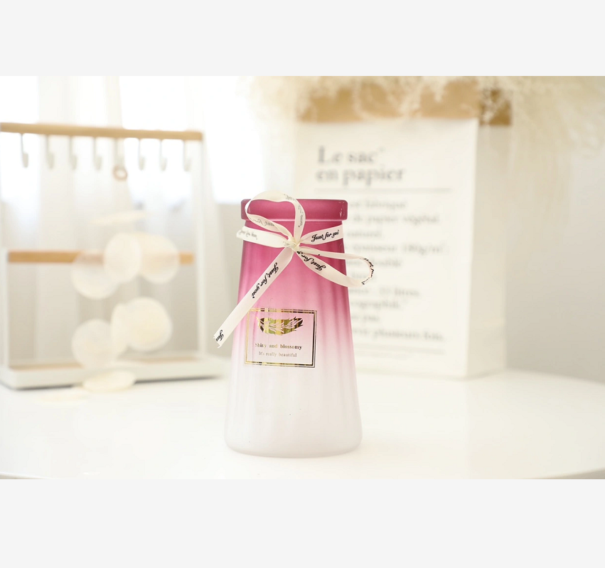 Colored frosted glass vases, creative European-style colored gradient glass vases, home decoration craft ornaments Specification image