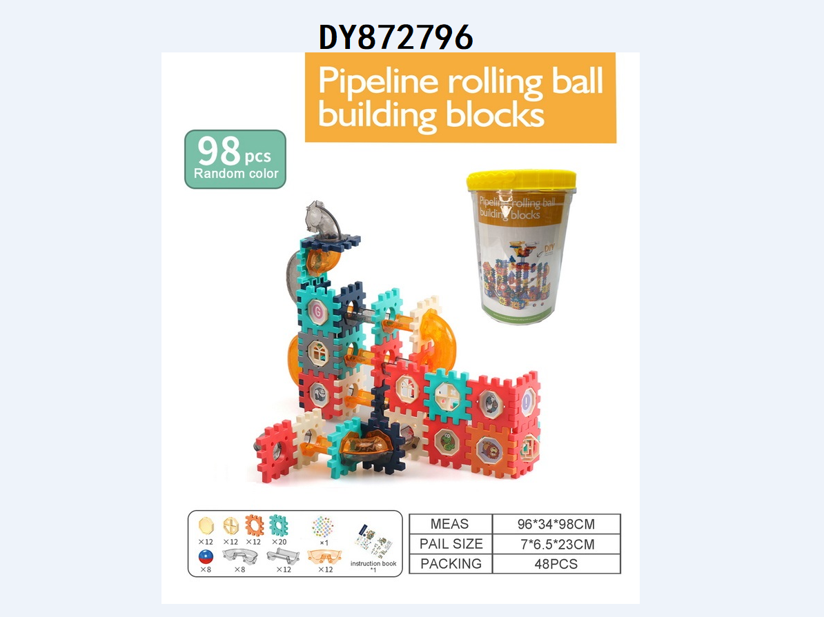 Children's marble versatile track building blocks, DIY building block pipe toys, educational building block toy assembly, pipe assembly DY872784/85/91/96/801 Application Scenario
