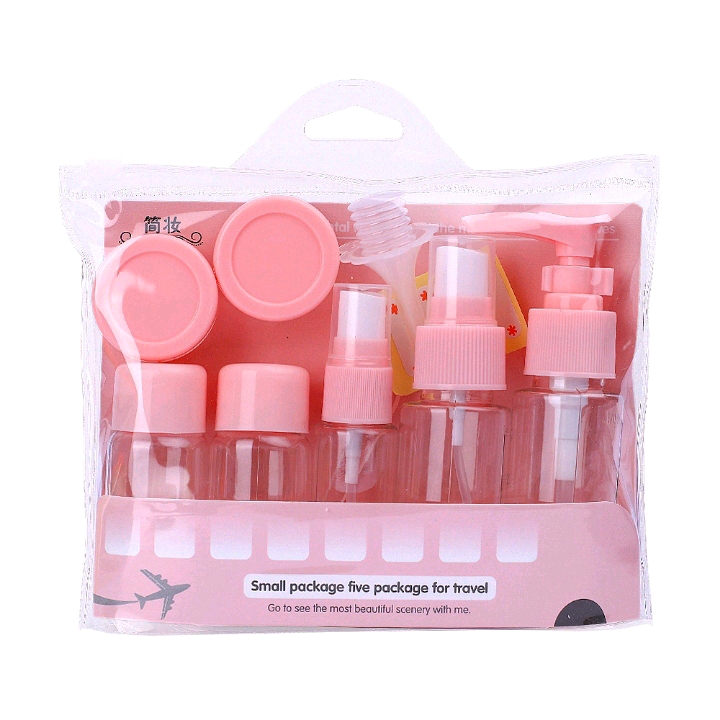 Travel portioning bottles, press-type spray bottles, lotion bottles, cream bottles, sample portioning bottles