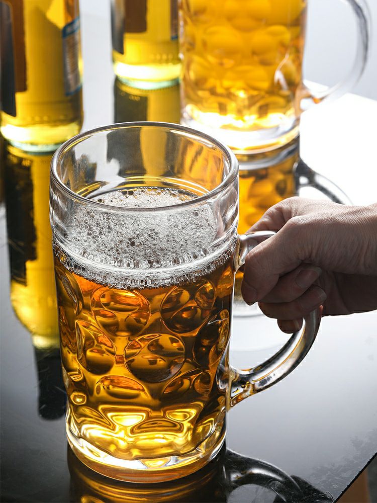 家用啤酒杯带把创意网红玻璃水杯子酒吧超大容量扎啤杯详情图1