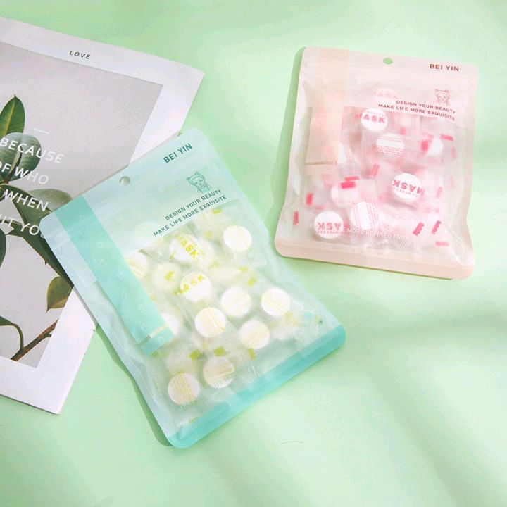 Compressed mask paper, 30 pieces per pack, beauty DIY mask pieces, travel and outing portable bag, candy pieces packaging
