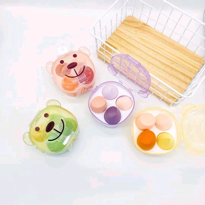 Little Bear box beauty egg, soft and non-powder-eating, diagonally cut makeup egg, gourd sponge powder puff, setting makeup cushion, makeup egg Specification image