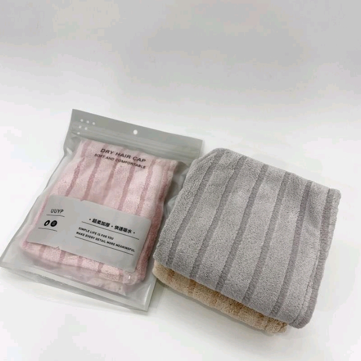 Bagged triangular striped absorbent dry hair cap dry hair towel