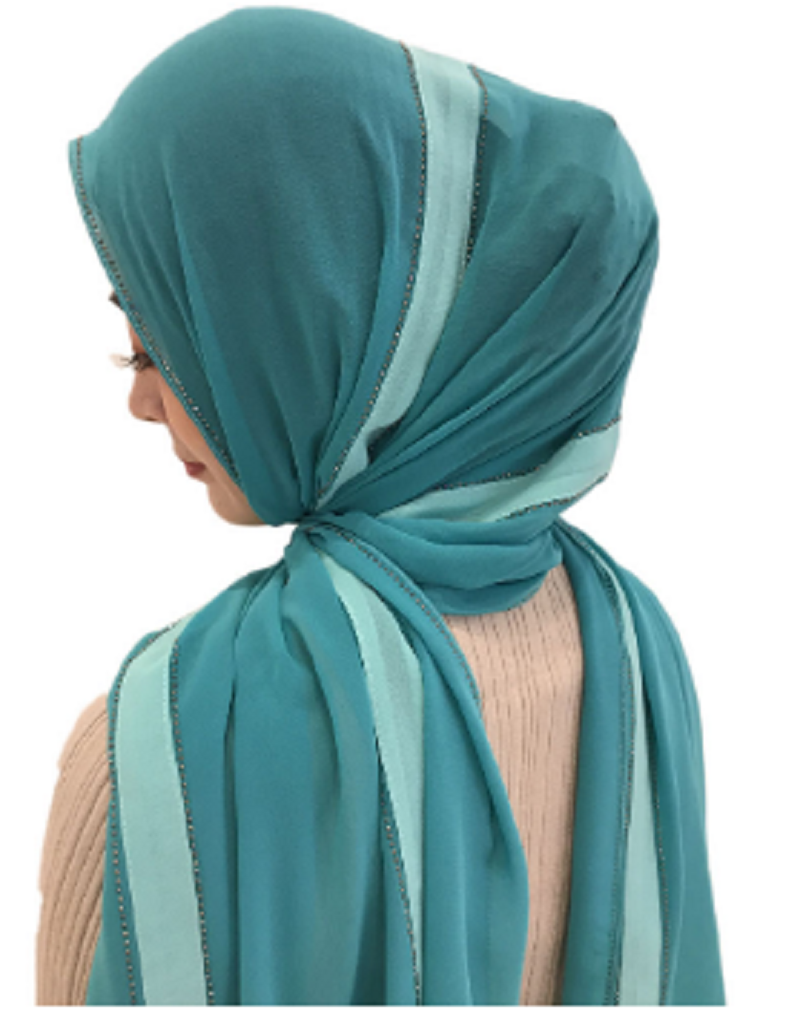 雪纺拼2条配色雪纺条烫直排钻