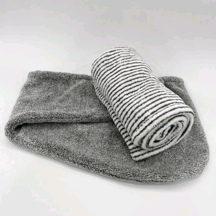 New striped bamboo charcoal hair washing and drying towel, absorbent dry hair cap and dry hair towel detail image 3