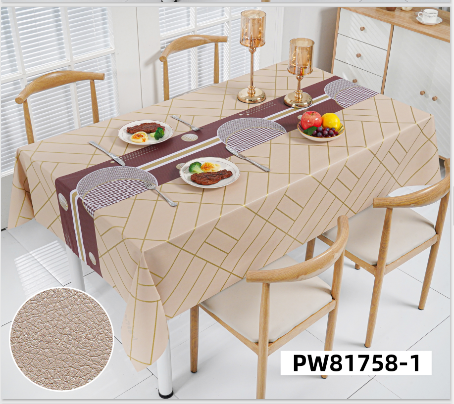 轻奢皮革纹桌布台布家用防水防油免洗pvc长方形茶几餐批发