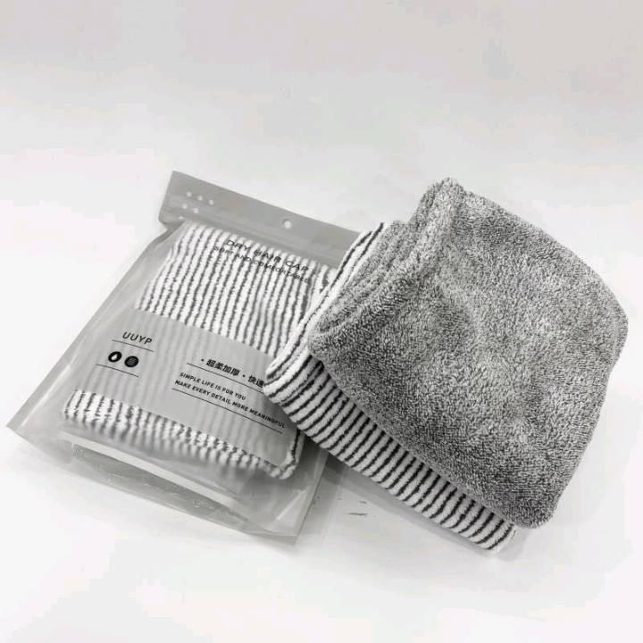 New striped bamboo charcoal hair washing and drying towel, absorbent dry hair cap and dry hair towel detail image 2