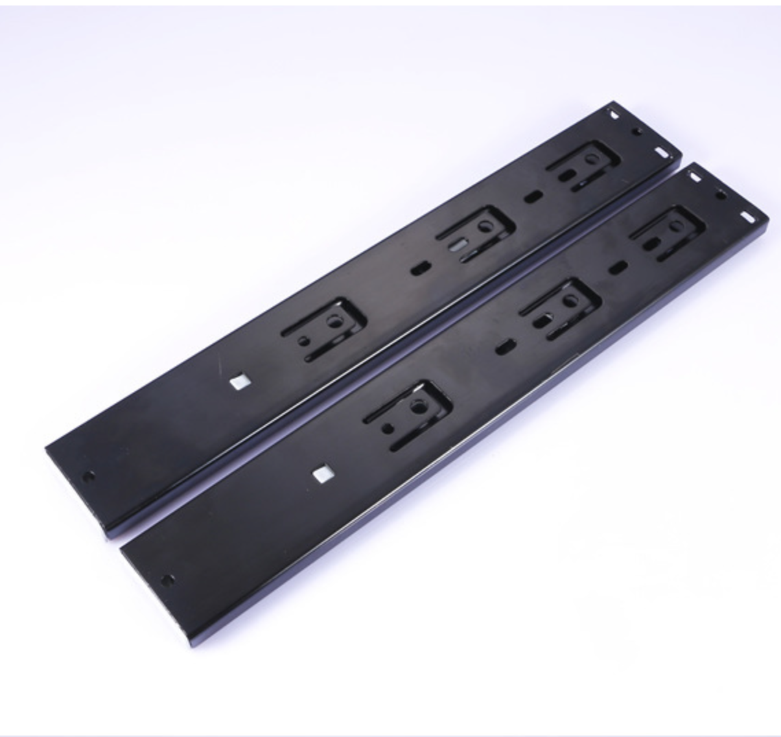 Three-section damping buffer slide rail, black silent ball guide rail, three-fold steel ball slide rail, furniture hardware slide rail 4512 Specification image