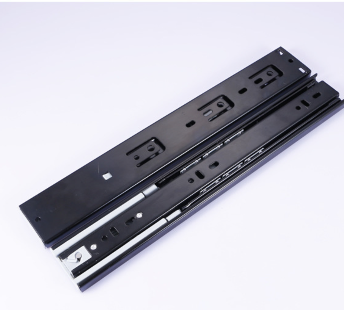 Three-section damping buffer slide rail, black silent ball guide rail, three-fold steel ball slide rail, furniture hardware slide rail 4512