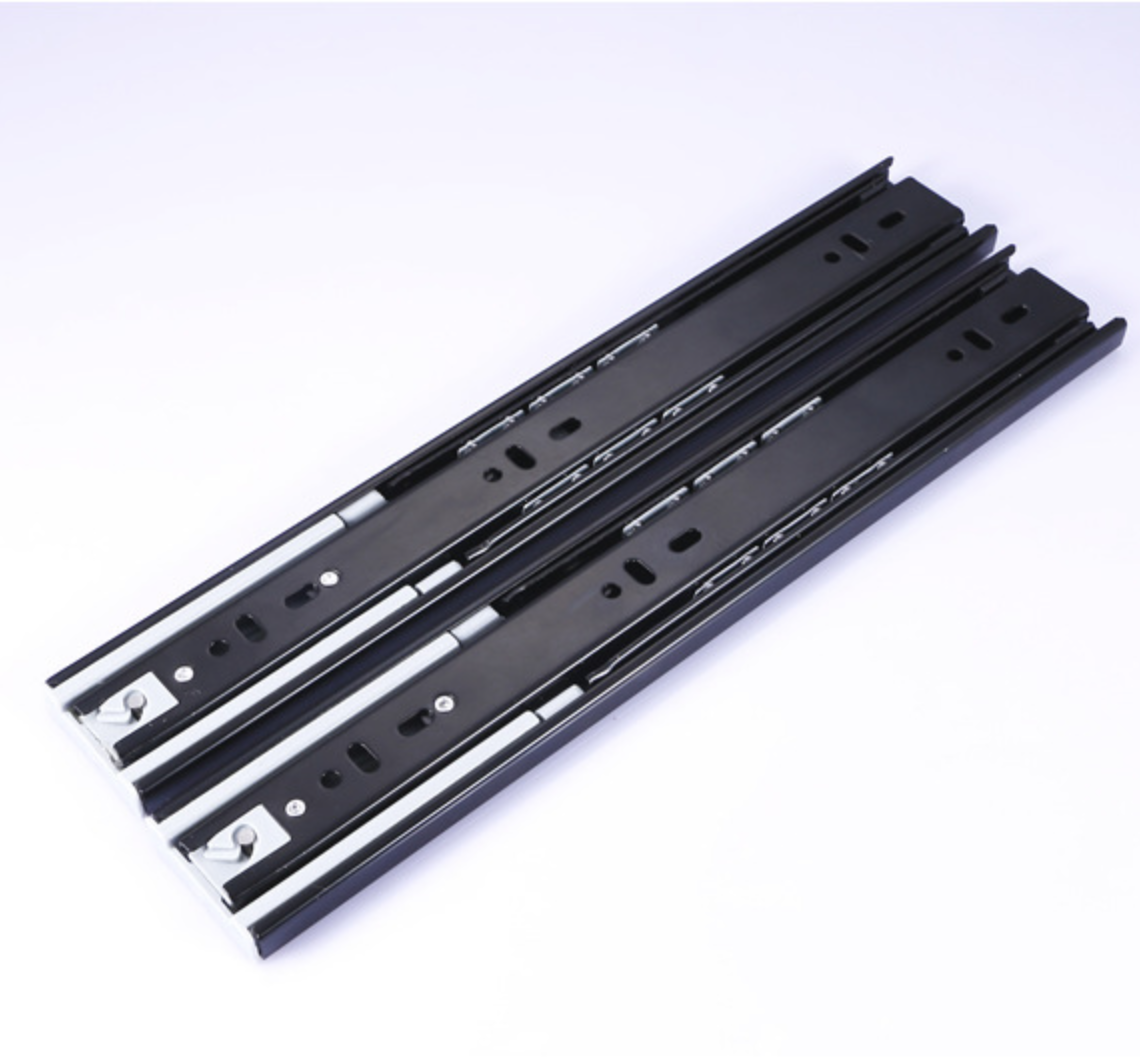 Three-section damping buffer slide rail, black silent ball guide rail, three-fold steel ball slide rail, furniture hardware slide rail 4512 details Picture