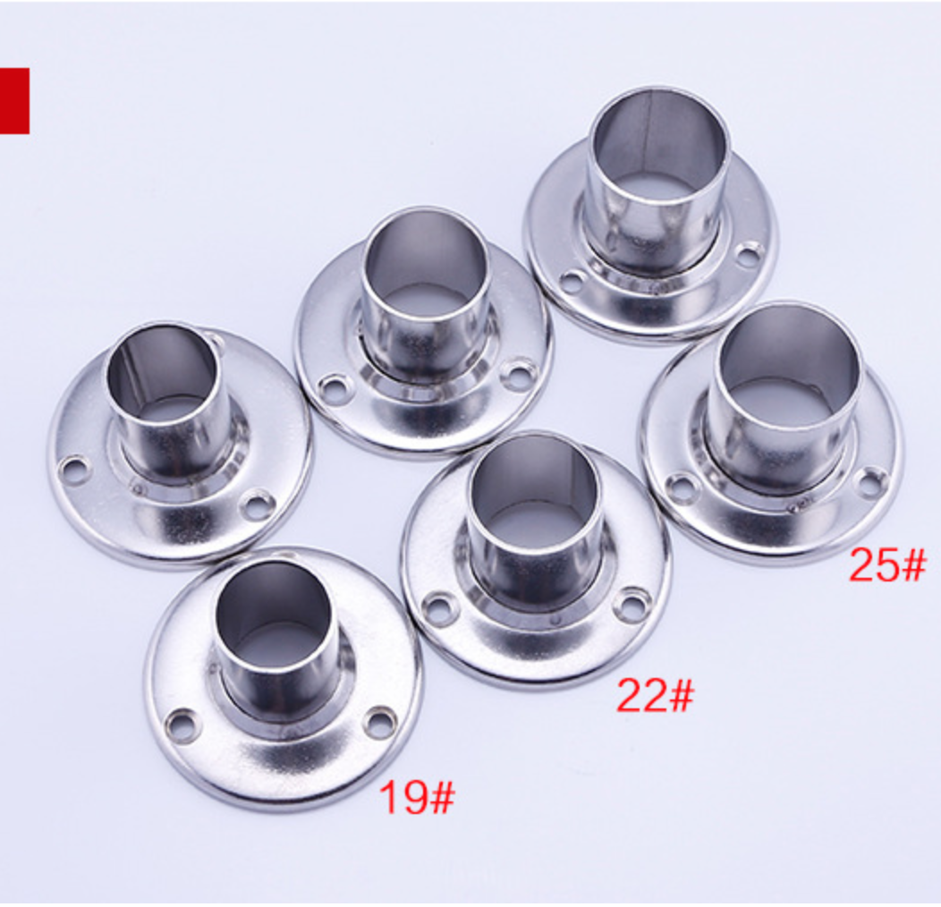 25高脚法兰不锈钢法兰座衣杆托衣托衣座衣柜挂衣杆衣管托厂家批发