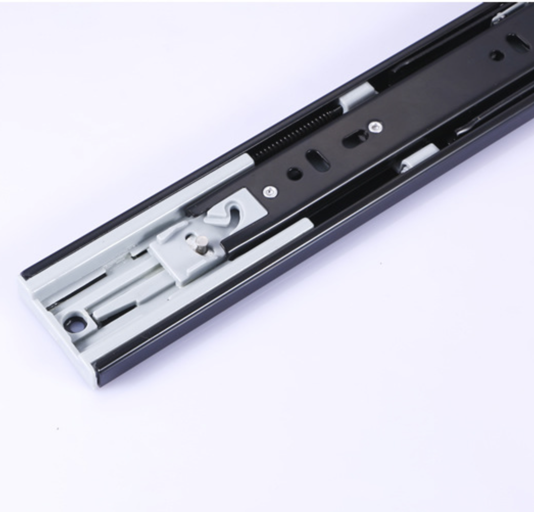 Three-section damping buffer slide rail, black silent ball guide rail, three-fold steel ball slide rail, furniture hardware slide rail 4512 Item Picture