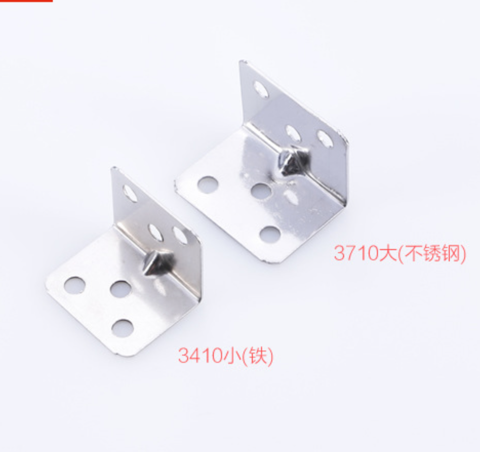 Thickened stainless steel six-hole corner code, 90-degree right-angle nickel-plated corner code, furniture cabinet fixed support, square small corner code Item Picture