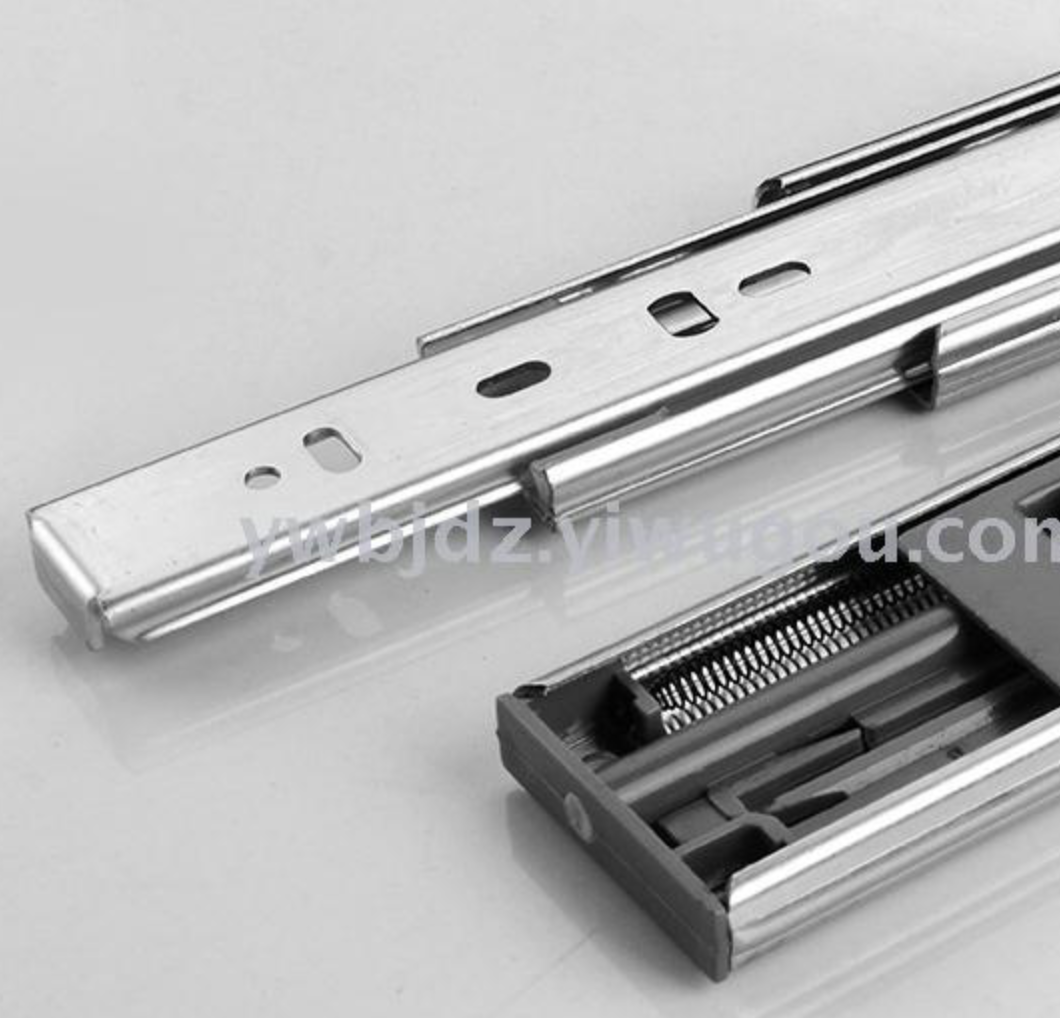 Drawer track, three-section guide rail, buffer slide rail, furniture wardrobe track, 4515 damping slide rail details Picture