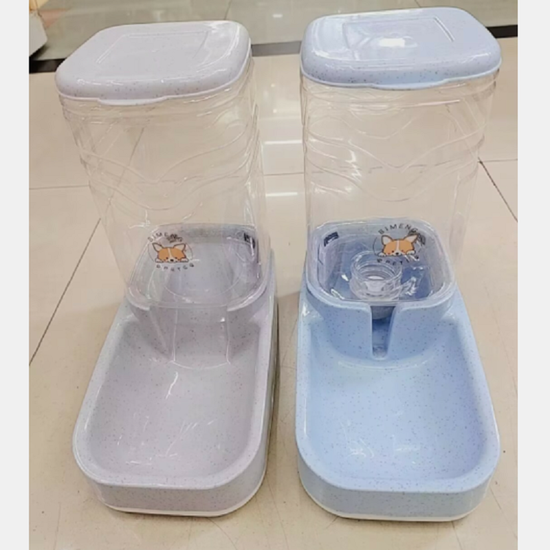 宠物自动喂食饮水器套装  猫咪狗狗饮水喂食器  粉色 兰色 米色