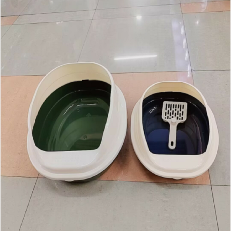 半封闭猫砂盆两件套 简易开放式猫咪厕所 